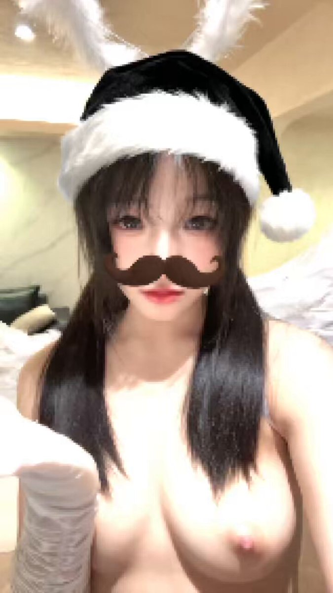 Christmas Bunny Girl Busty Temptation! Exposed Beautiful Breasts, Mustache Hat, Self-Masturbation
