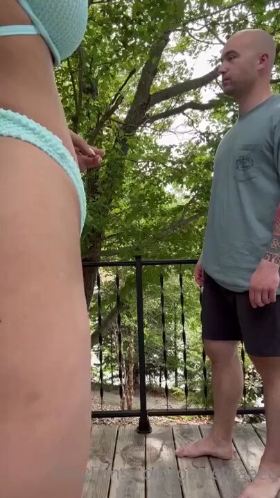 Lakeside Cabin Hot Kiss with a Perky-Butt Beauty! Bikini Babe Gets Her Butt Groped by Her Boyfriend