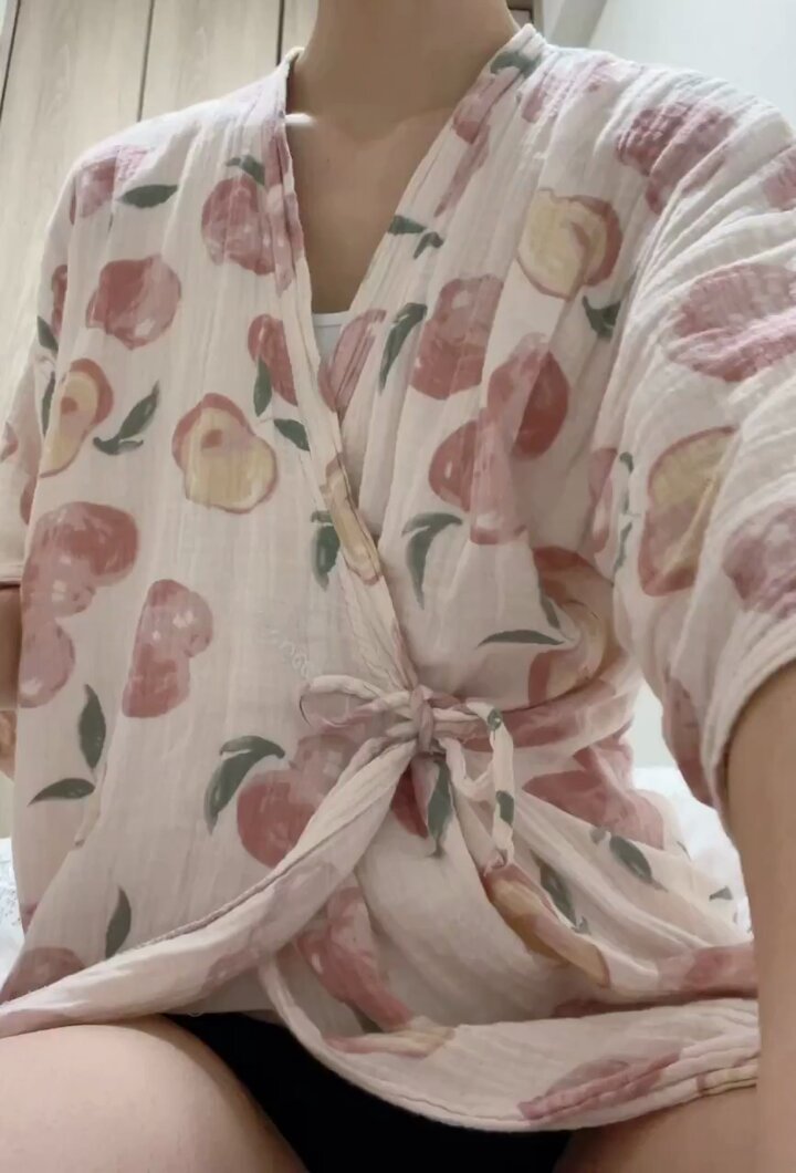 Peach Bathrobe Girl Masturbates to Orgasm! Panties Stuffed into Her Hole, Juices Flowing