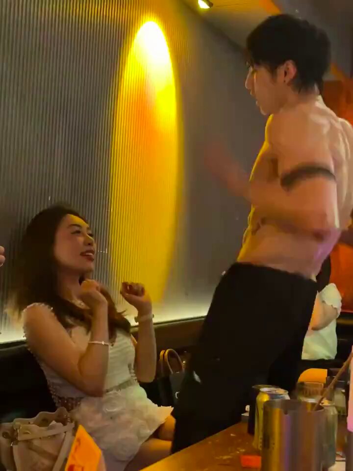 Nightclub Muscle Men Go Wild on a Hot Girl! Frantically Groping Her Bust and Thighs, Sandwiched to Climax