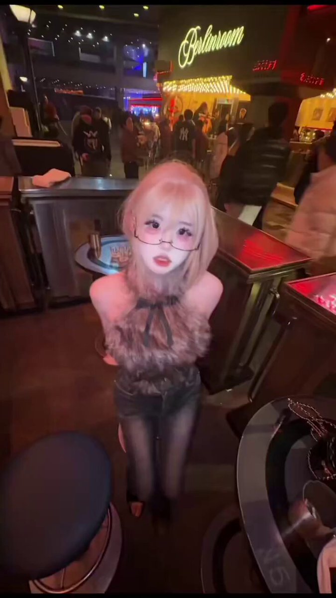 Blonde Glasses Hottie at the Bar Sticks Out Tongue and Exposes Breasts! Super-Sexy Cosplay Seduction