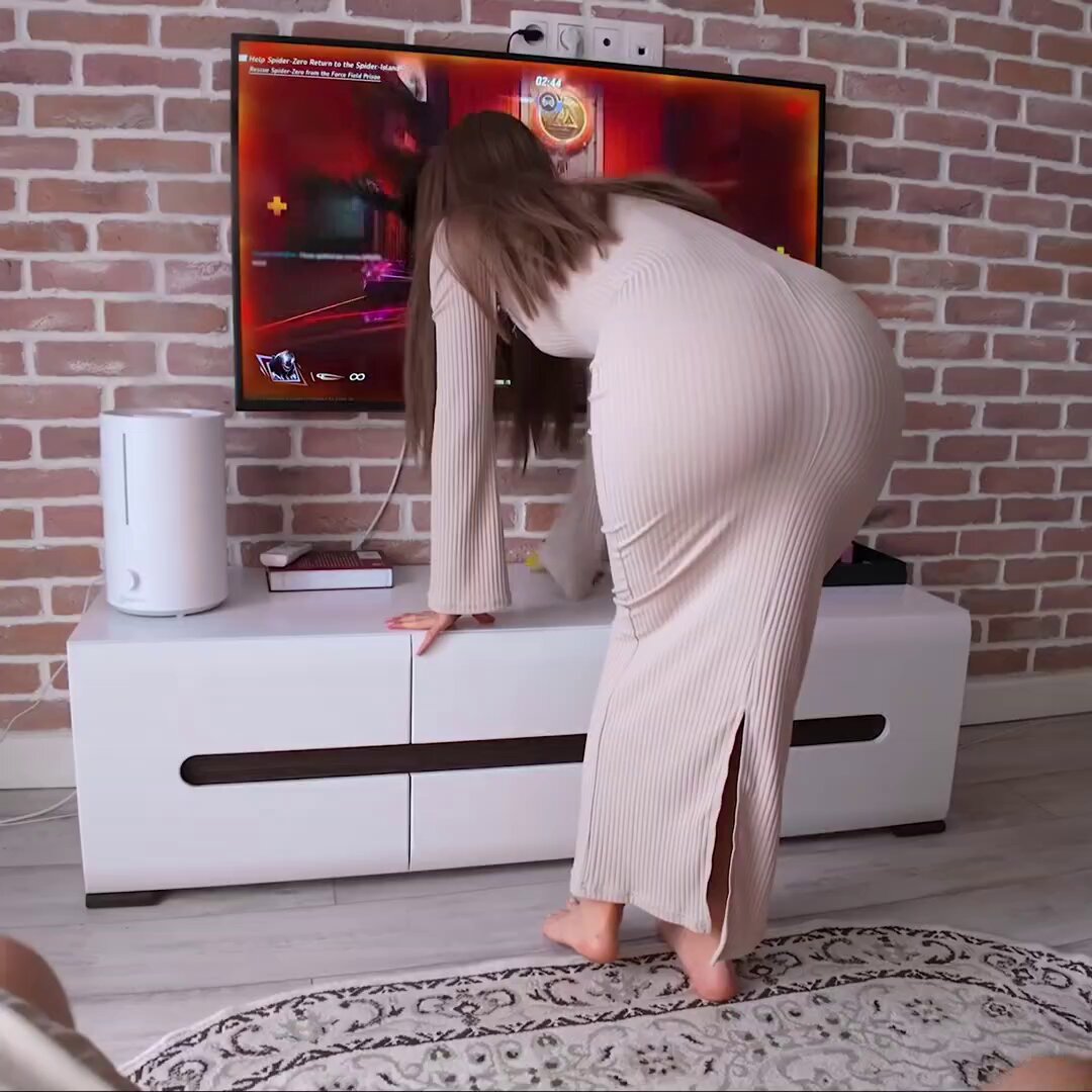 Tight Dress, Butt-Bursting Beauty Bends Over and Gets Slammed from Behind! Tit-and-Cock Breastjob, Squirting Orgasm